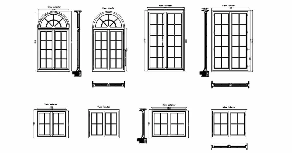 Casement Windows CAD Blocks – Free DWG 2D Plan and Elevation