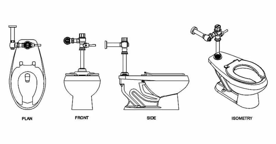 Toilet CAD Blocks – Free DWG 2D Plan and Elevation