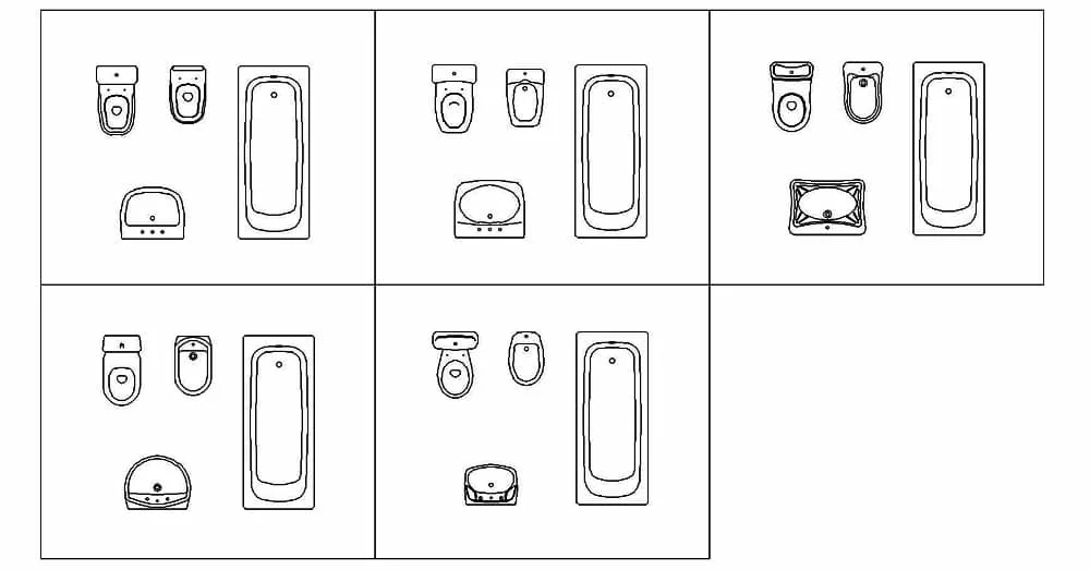 Toilet CAD Blocks – Free DWG 2D Plan and Elevation