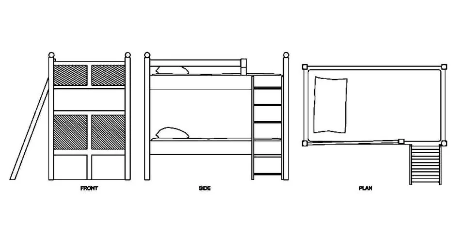 Bed CAD Block – Free DWG 2D Plan and Elevation