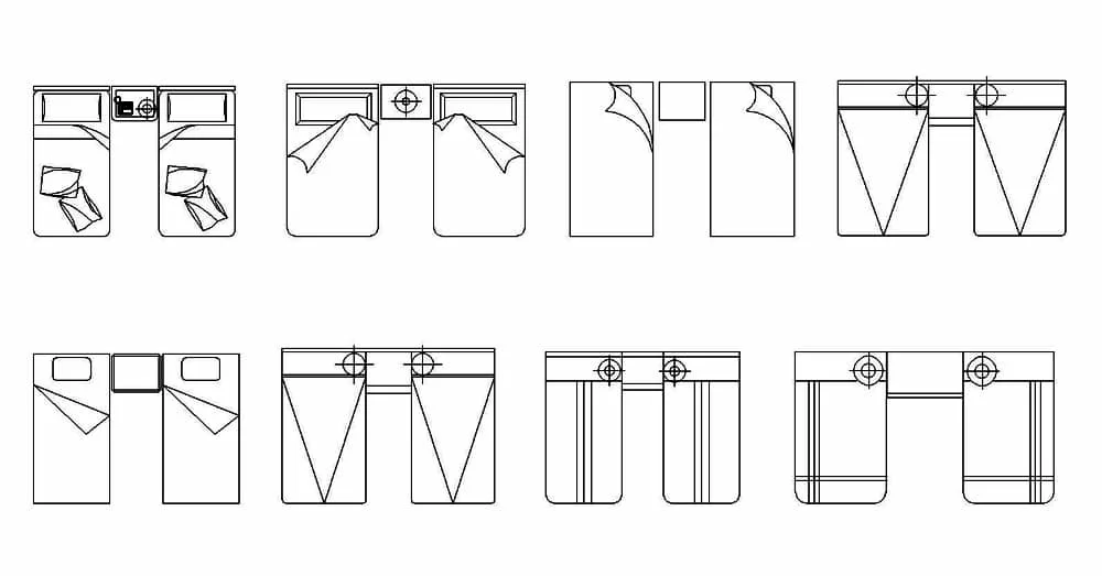 Single Bed CAD Blocks – Free DWG 2D Plan and Elevation