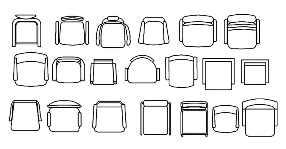 20 Chair Waiting Rooms CAD Blocks – Free DWG 2D Plan