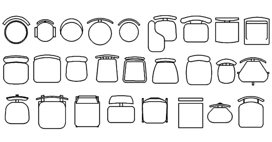 26 Minimalist Chair Bench Bar Chair CAD Blocks – Free DWG 2D Plan and Elevation
