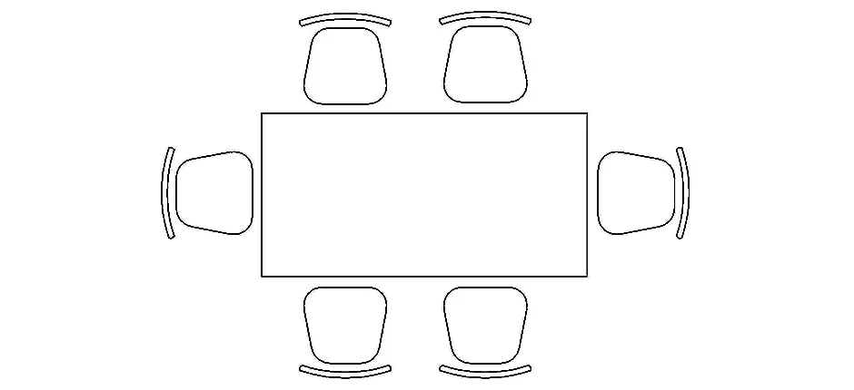 Rectangular Dining Table CAD Block – Free DWG 2D Plan and Elevation