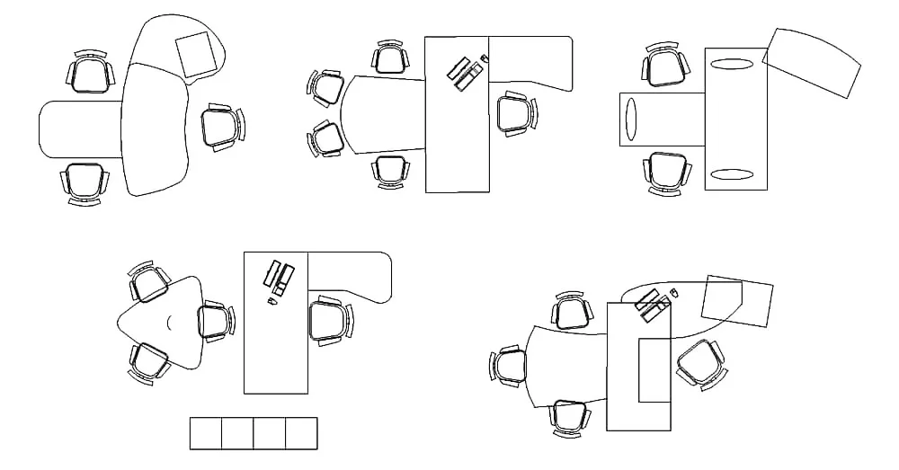 Office Workstation Furniture CAD Blocks – Free DWG 2D Plan