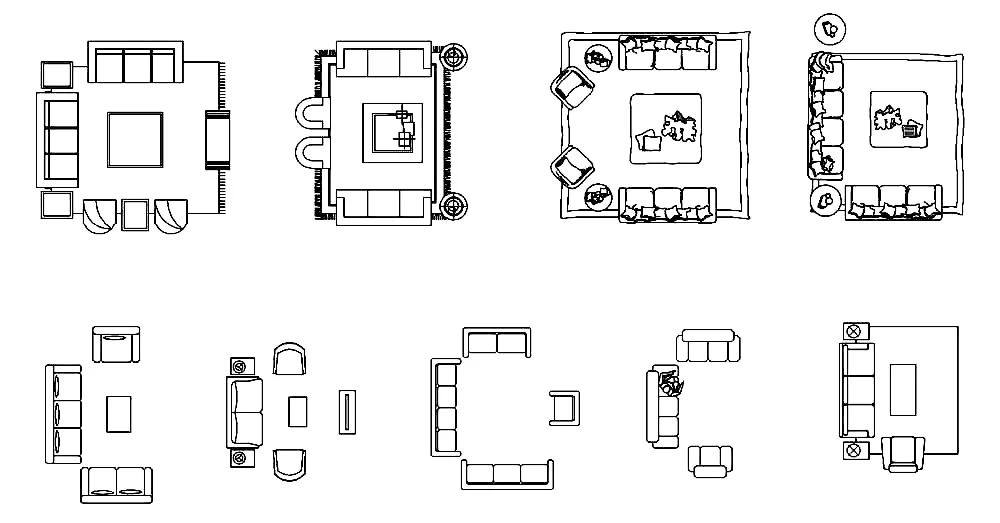 3 Seater Sofa CAD Blocks – Free DWG 2D Plan and Elevation