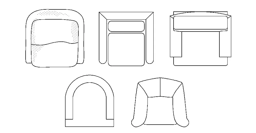 Armchair CAD Blocks – Free DWG 2D Plan and Elevation