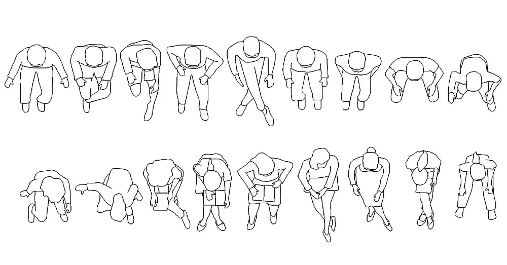 People Sitting CAD Blocks – Free DWG 2D Plan and Elevation