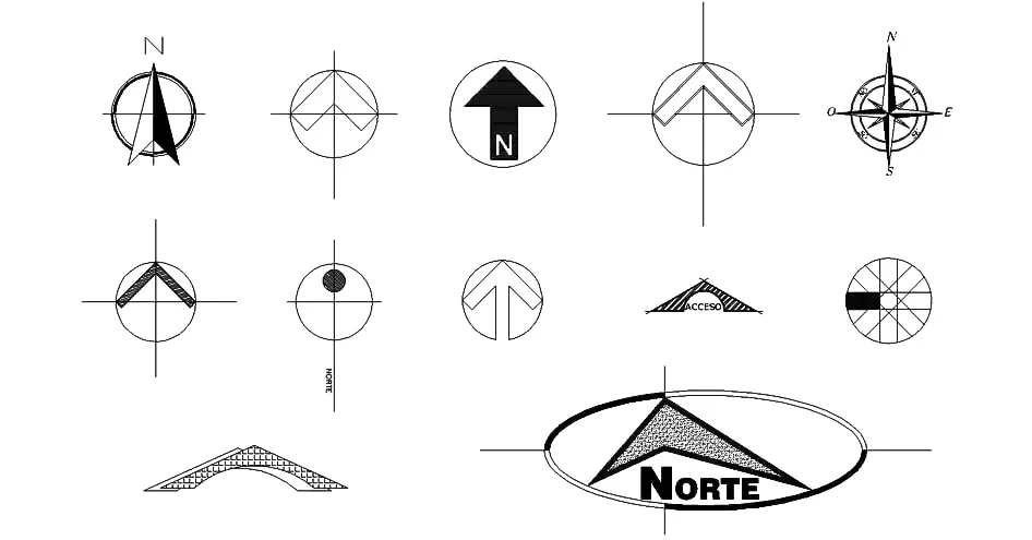 North Arrow CAD Blocks – Free DWG 2D Plan