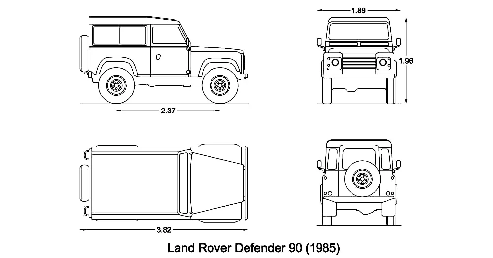 Land Rover CAD Blocks – Free DWG 2D Plan and Elevation
