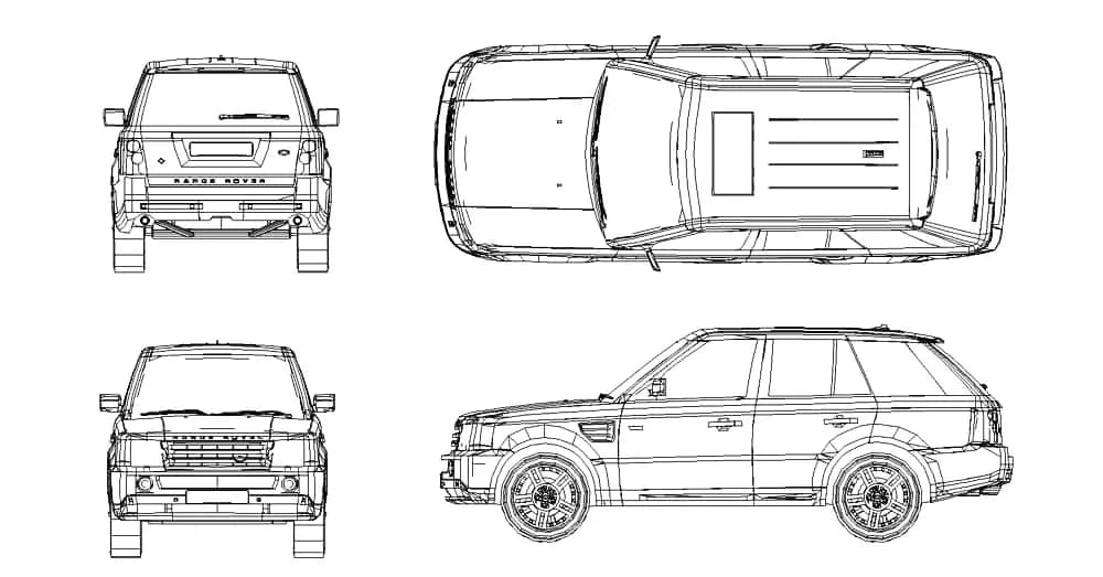 Range Rover CAD Blocks – Free DWG 2D Plan and Elevation